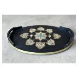 22' MC hand painted wooden serving tray