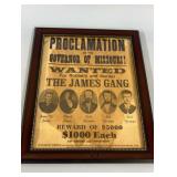 Framed James Gang Wanted Poster 16 x 13
