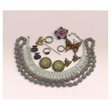 Vintage jewelry lot-Sterling, England brooch etc