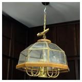 18' Vintage 8 sided brass glass hanging light