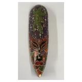 19' Carved Wood Tribal Mask Wall Hanging
