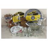 Glassware, Metal Trays, Shot Glasses etc