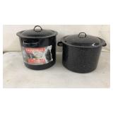 2 Graniteware Stock Pots