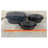3 Graniteware Roasters