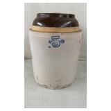 Vintage 5 Gallon Crock with Lid