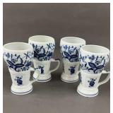 4 flow blue Brandenburg Porcelain Mugs 6'
