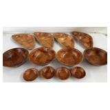 Vintage 12pc Wooden Bowls, Snack Plates