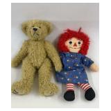 Ty Bear and Raggedy Ann Dolls
