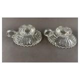 2 Glass Finger Sawtooth Candle Holders 5'