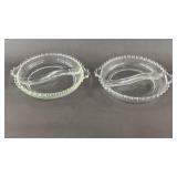 2 Imperial Candlewick Divided Dishes 7'