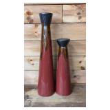 Pair pottery cylinder candle stands 26' & 18ï¿½
