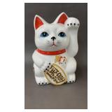 Cuong Phat Ceramic  2 Face Cat Coin Bank 9.5'