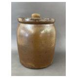 Old Salt Glaze Canning Crock with Lid 7'