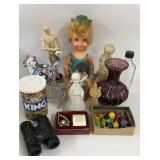 Collectibles Lot - Cat, Doll, Amethyst Vase etc