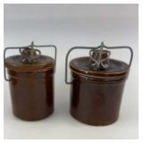 2 Vintage Butter Crocks 4.5'