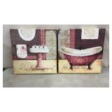 2 Canvas Bathroom Wall Art 16 x 16