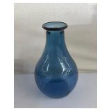 13' aqua blue art glass bulb vase