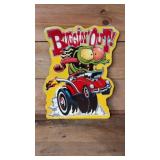 14' buggin out hot rod metal sign