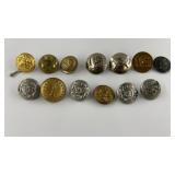 13 Military and Other Buttons / Pins