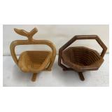 2 Collapsable Wood Baskets 9'