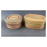 2 Lidded Woven Baskets 6' and 7.5ï¿½