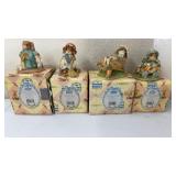 4 Enesco Bunny Figurines