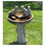 Concrete Bird Bath with Squirrels  25 x 19