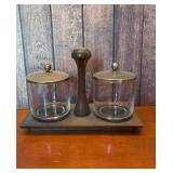 9' MC wood & glass condiment set