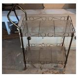 MC rolling bar cart, glass shelves