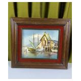 Signed Bergman Oil on Canvas Seascape 15 x 13