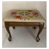 Vintage Needlepoint Footstool 14 x 13 x 11