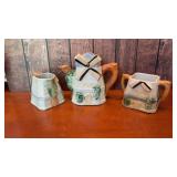 MC Japan ceramic windmill teapot creamer sugar