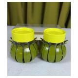 NOS MCM Olive Green Salt & Pepper Set