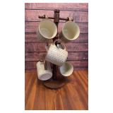 Vintage coffee cups with stand