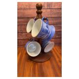 MC Blue Delft coffee cups w/ stand