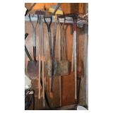 LONG handle yard tools on basement wall
