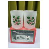 4 NOS Holly n Frost Rocks Glasses 4'