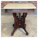 Antique walnut marble top parlor table