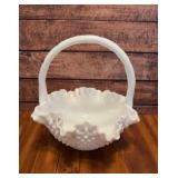 8' Hobnail glass basket