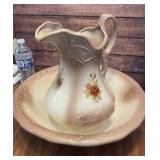 Large water pitcher and bowl
