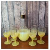 MC canary yellow glass decanter set