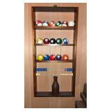 Vintage pool balls, and rack set