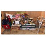 Tins, holiday, plant stands etc lot