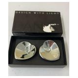 2 Dansk Heart Metal Taper Candle Holders 2.5'