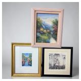 3pc artwork lot-oil canvas, etc