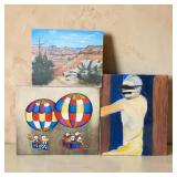 3 oil on canvas artwork lot