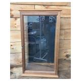 26' primitive glass front display cabinet