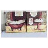 2pc Canvas Bathroom Art 16 x 16