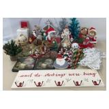 Christmas Lot-decor, ornaments, etc in Lidded Tote