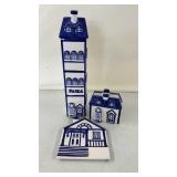 Blue Delft Pasta, Napkin Holder and Trivet